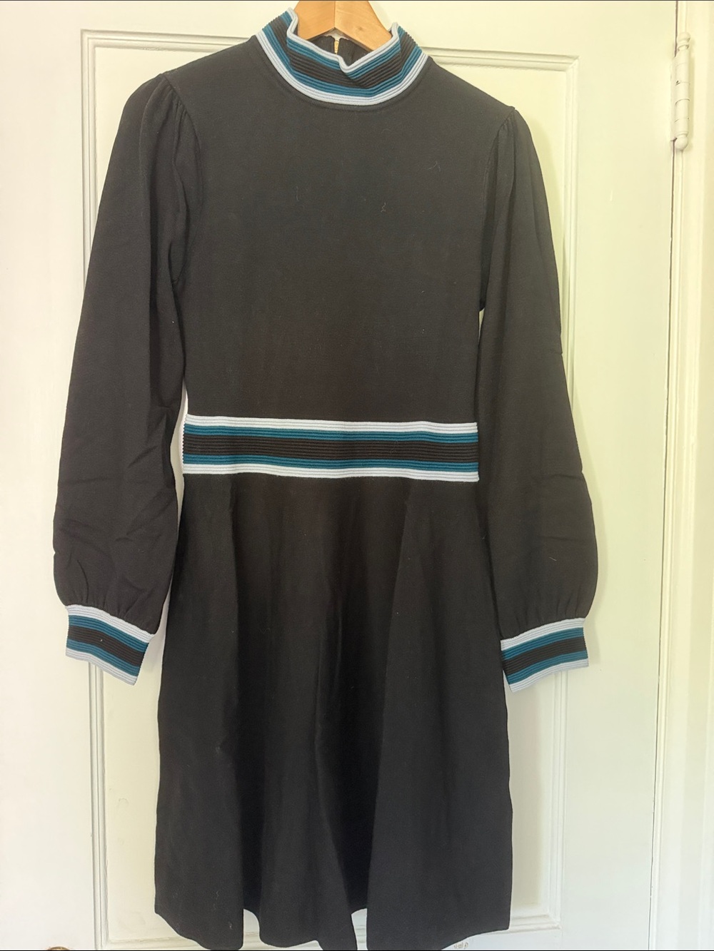 Vince Camuto Black Dress with Blue and White Trim